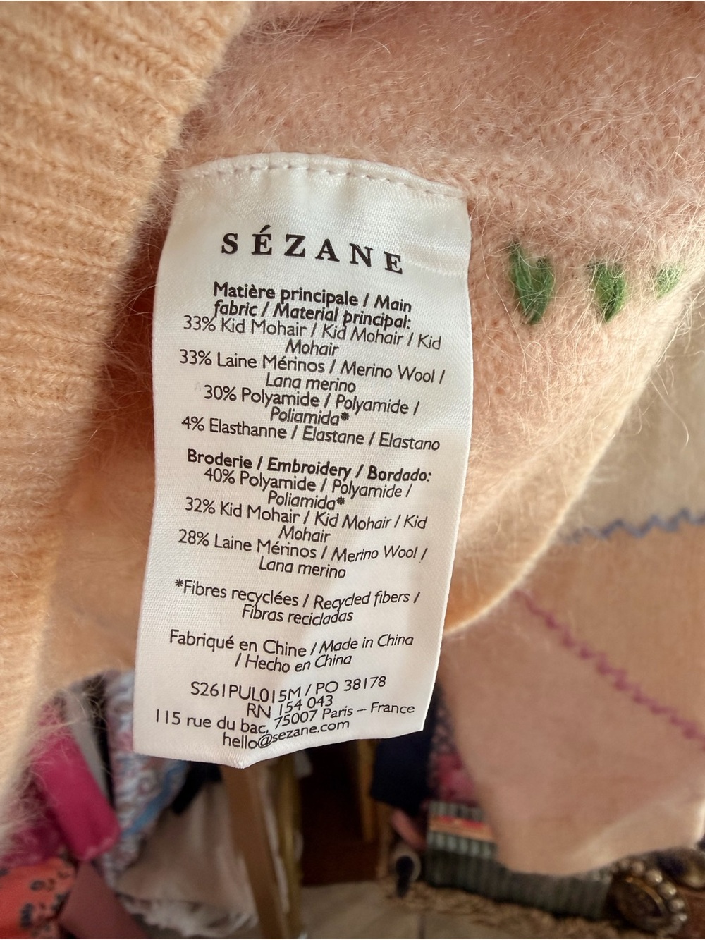 NWT Sézane x Sea New York Ameline Pastel Rose Mohair Wool Sweater Size - Picture 7 of 10